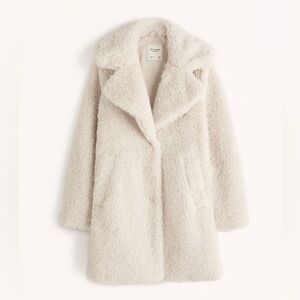 Abercrombie & Fitch Cozy Cream Teddy Coat